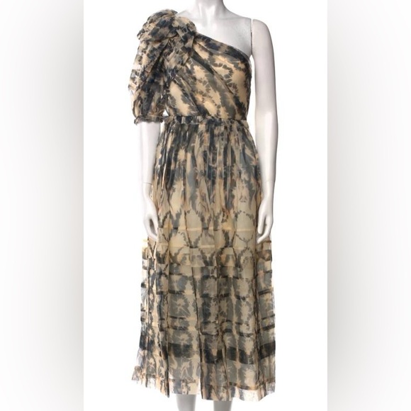 Ulla Johnson Silk Chiffon Artemis Dress - One Shoulder- Size 12/L - Picture 5 of 5